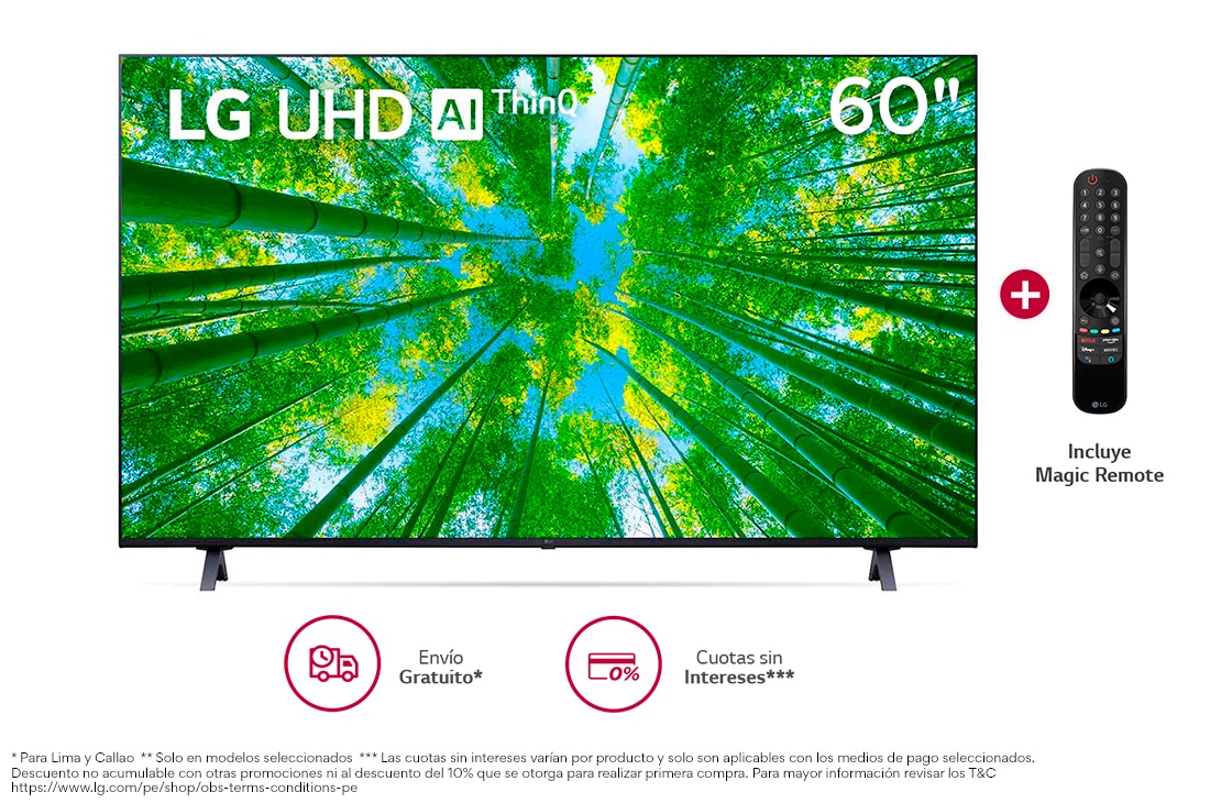 LG UHD ThinQ AI 60'' UQ8050 4K Smart TV, 4K Procesador Inteligente α5